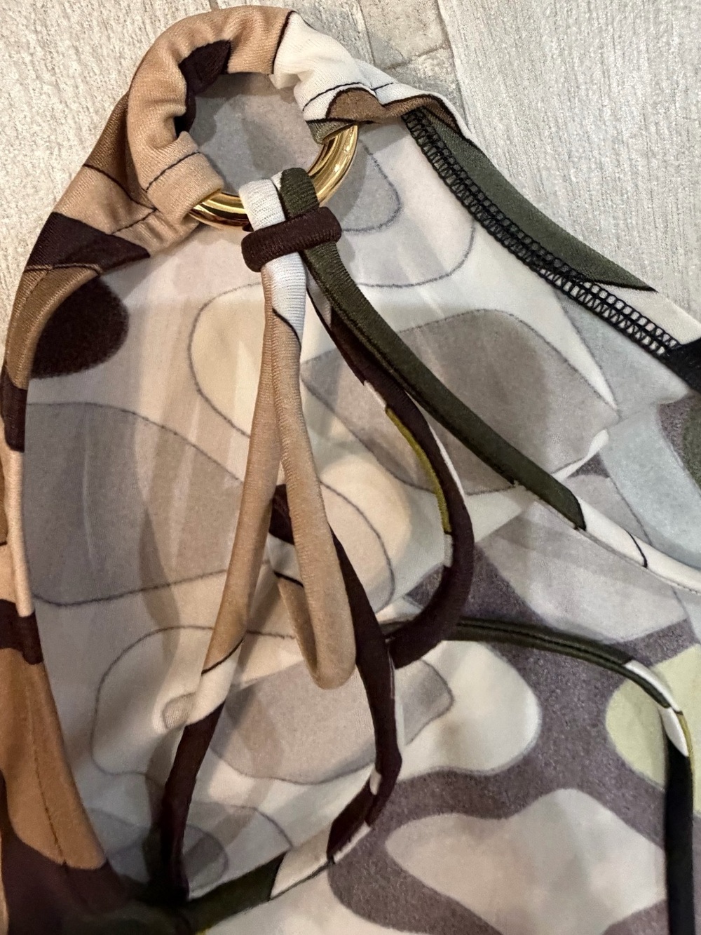 PUCCI one piece swimsuit Stylish Brown and Green Geometric Scarf like new - Picture 7 of 7
